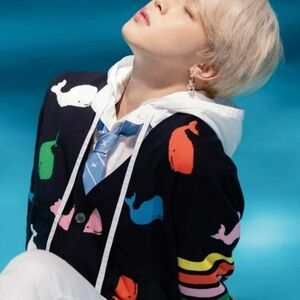 K-pop trendy colorful whale knit cardigan